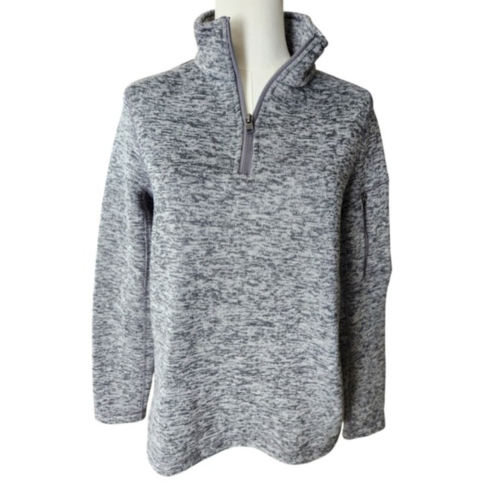 Lands End Girls Fleece Pullover Sweatshirt Gray Speckled Size S 6 8